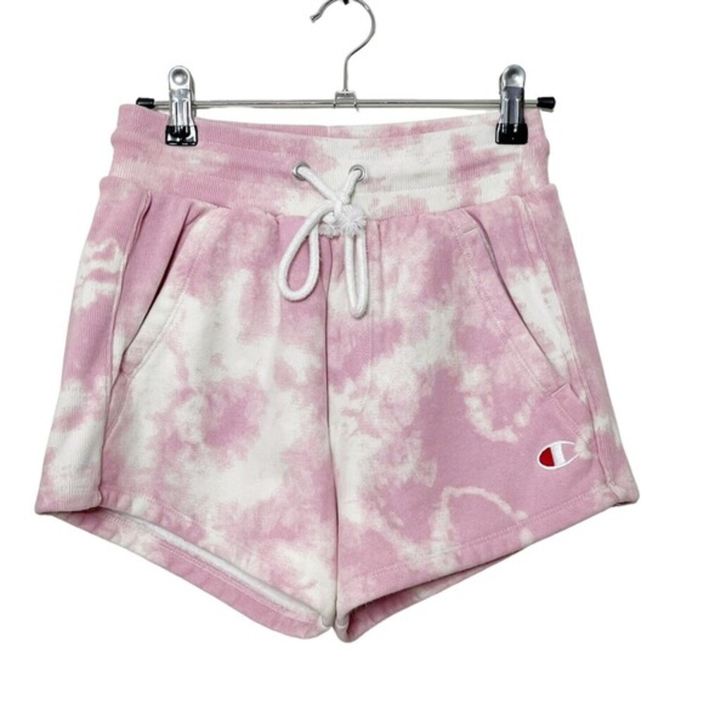 Champion‎ Reverse Weave Lounge Shorts Tie-Dye Pink White High Rise Women's XS